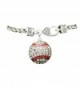 Baseball Clear Crystals Red Stitching Lobster Claw Bracelet Sports Jewelry - CF11CYTE9YZ