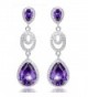 EVER FAITH Austrian Crystal Zircon Wedding 2 Teardrop Pierced Dangle Earrings - Tanzanite Color Silver-Tone - CA11JS2D6LD