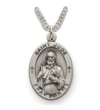 Sterling Silver Oval Saint Jude Patron of Hopeless Causes Medal- 7/8 Inch - CY12FSWFP2T