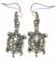 AnsonsImages Sea Turtle Dangle Earrings Silver Metallic Tone Alloy - CM184968WZI