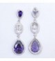 EVER FAITH Austrian Tanzanite Silver Tone in Women's Drop & Dangle Earrings