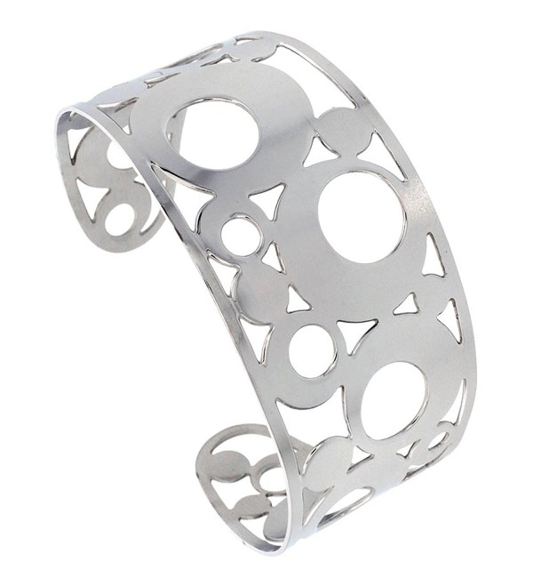 Stainless Steel Wide Cuff Bracelet for Women 1 1/2 - 2 inch wide- size 7.5 inch - CF115WGO6A3
