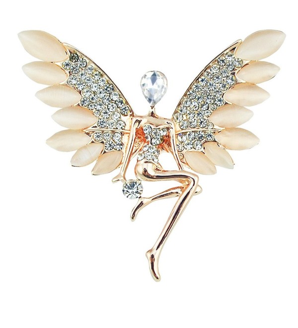 CHUYUN Crystal Angel with Wings Crystal Delicate Brooch Pins for Women or Girls - CY1862CMKS5