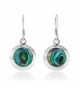 925 Sterling Silver Abalone Shell Round Dangle Earrings - CN11M8OYNU1