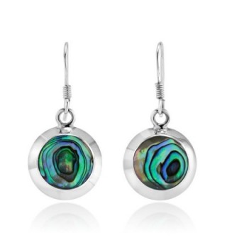 925 Sterling Silver Abalone Shell Round Dangle Earrings - CN11M8OYNU1