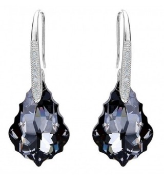 Sterling Earrings Swarovski Elements Simulants - Silver Night/ Black - CP183NS65L6