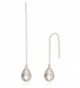 BONALUNA Crystal Sparkled Tear Drop Stone And Yellow Gold Plated Metal Chain Pierced Long Earrings - CLEAR - CH1869D9EST