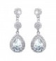 EVER FAITH Women's CZ Austrian Crystal Art Deco Teardrop Bridal Dangle Earrings - Clear Silver-Tone - C111BGDNA4T