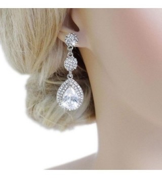 EVER FAITH Austrian Teardrop Silver Tone in Women's Drop & Dangle Earrings