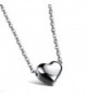 Stainless Steel Womens Small Heart Pendant Love Collarbone Necklace Romantic (Silver) - CU12IZC9NIL