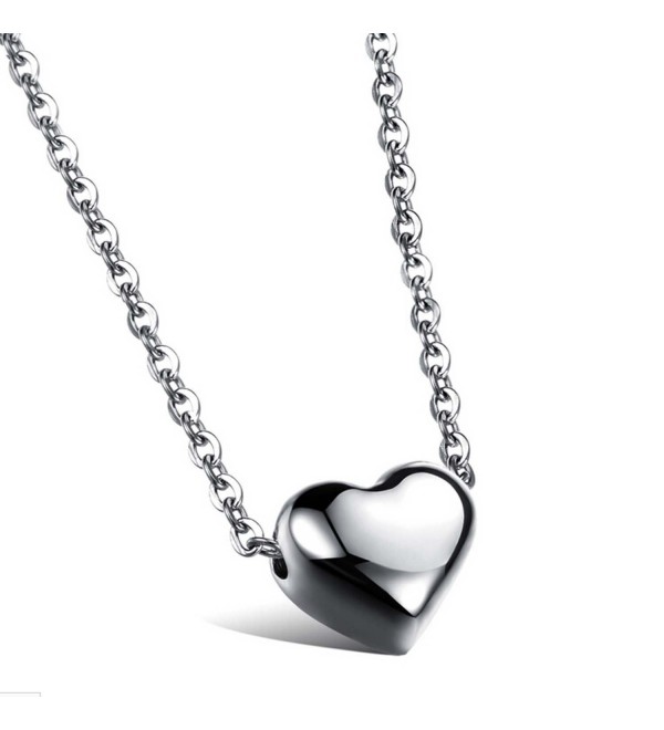 Stainless Steel Womens Small Heart Pendant Love Collarbone Necklace Romantic (Silver) - CU12IZC9NIL