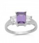 CHOOSE YOUR COLOR Sterling Silver Rectangle Ring - Simulated Amethyst - CZ187YYG6ZO