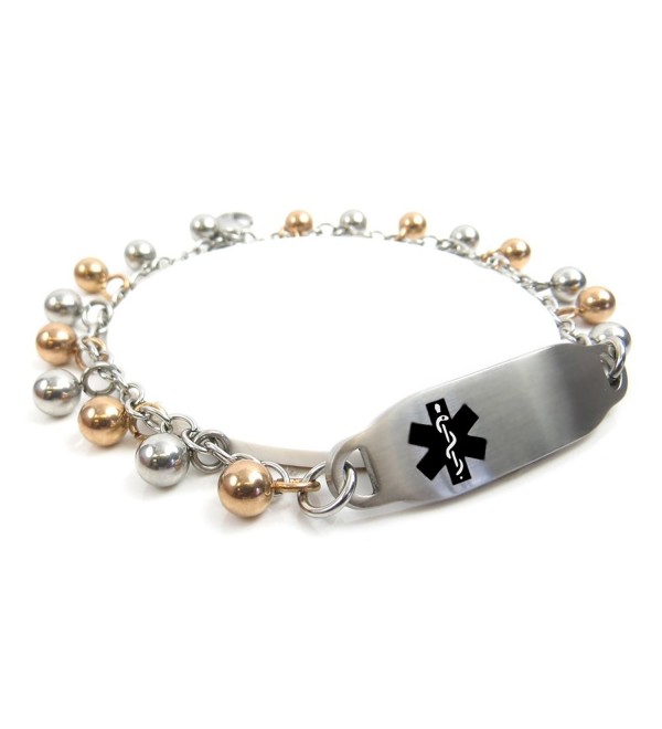 MyIDDr - Pre-Engraved & Customized Penicillin Allergy ID Bracelet- Steel Raindrop - CM11HUM0V6B