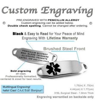 MyIDDr Pre Engraved Customized Penicillin Bracelet