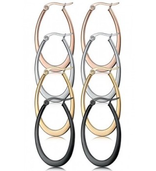 Jstyle 3-4 Pairs a Set Stainless Steel Teardrop Hoop Earrings for Women 35-60MM - A: 4 Pairs 35MM - C712O0GA043