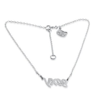 Script Words Pendant Anklet sterling silver