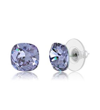 Lesa Michele Violet Cushion Stud Earring in Stainless Steel made with Swarovski Crystals - CD187ZYK08Q