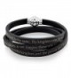 Stainless Steel Lord's Prayer Wrap Leather Bracelet (6.5 mm) - CB12BNQXN5Z