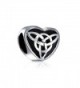 Bling Jewelry Oxidized Celtic Knot Charm 925 Sterling Silver Triquetra Heart Charm Bead for Bracelet - CJ1184HKV7F