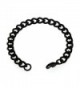 Women's 7mm Black Anklet- Thick Stainless Steel Curb Chain Anklet- 7in to 14in (11 Inches) - CV123ZMGGS1