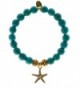 EvaDane Natural Turquoise Gemstone Rope Bead Starfish Charm Stretch Bracelet - CW12DR1AUU9