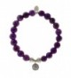 EvaDane Natural Amethyst Gemstone Tibetan Bead Celtic Knot Charm Stretch Bracelet - CM129PDA3PF