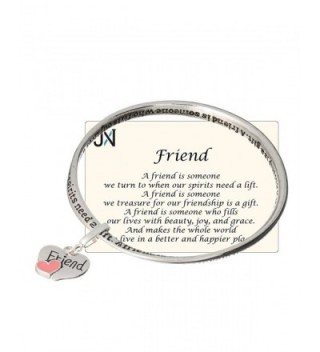 Silver-tone Friend Twist Bangle Bracelet with Friend Heart Charm by Jewelry Nexus - CF11EH7VAFH