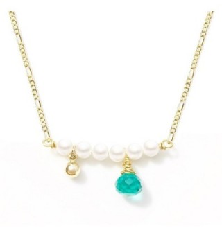 Original Design Handmade Gold-Plated Horizontal Pearl Teal Quartz Necklace for Her - CT12O3KV5HS