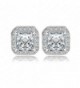 Womens Square Shape Sparking Cubic Zirconia Platinum Gold Plated Stud Earings 18k Sets - CS12NGE2K9M