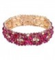 EVER FAITH Women's Round Austrian Crystal Elegant Bridal Stretch Bracelet Gold-Tone - Fuchsia - CA12NA57U2L
