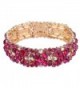 EVER FAITH Women's Round Austrian Crystal Elegant Bridal Stretch Bracelet Gold-Tone - Fuchsia - CA12NA57U2L