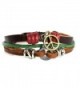 Think Peace Symbol Peace Sign Multi Strand Rugged Leather Zen Bracelet in Gift Box - CI118WSIXLR