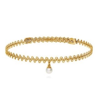 BERRICLE Gold Plated Base Metal Imitation Pearl Woven Fashion Choker Necklace - CS12N0C7XG9