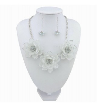 Statement Pendant Necklace Earrings NK 10372 white