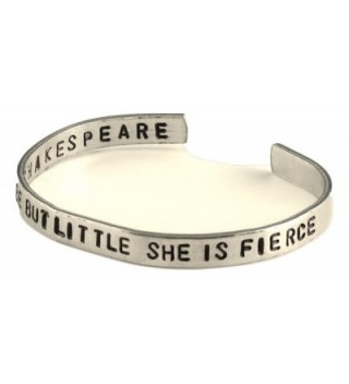 Shakespeare Bracelet - Though She be But Little- She Is Fierce - 2-Sided Hand Stamped Aluminum Cuff - CO11JSPDV3D