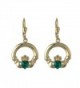 Claddagh Earrings Gold Plated & Synthetic Emerald Drops - CB116D5BPAV