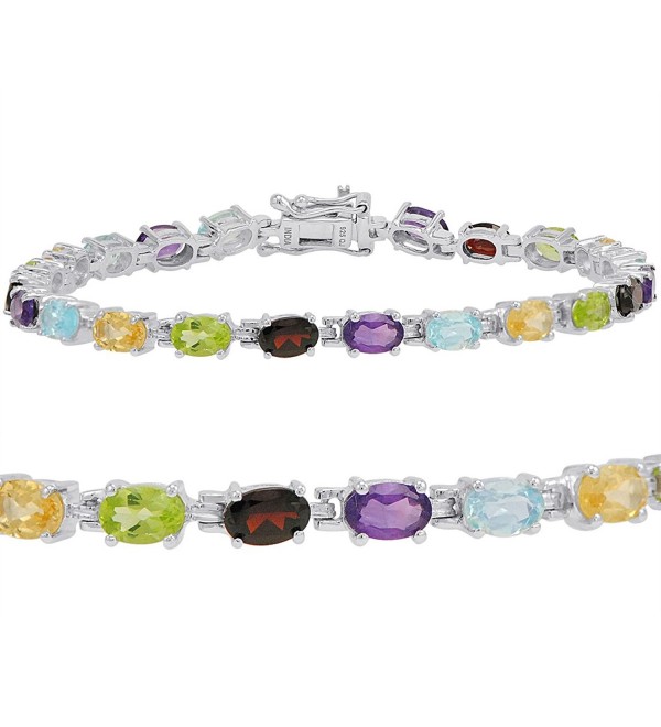 10ct TGW Multi Gemstone Tennis Bracelet in Sterling Silver - CQ12LV6H91L