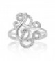 925 Sterling Silver Sparkling CZ Delicate Swirl Unique Band Ring - Nickel Free - CR11W4KAZDH