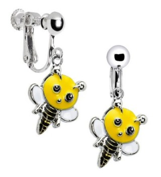 Handcrafted Buzzing Bumble Bee Clip Earrings - CG114OUEP8H