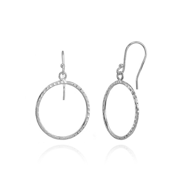 Sterling Silver Hammered Circle Fashion Dangle Earrings - CA188UAZDN7