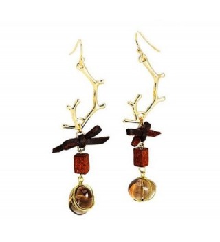 The Beautiful Dangle Earrings consisting of Brown Crystals and Antlers shape Style by HIYOU-Home - CZ185CURGCE