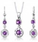 Amethyst Pendant Earrings Necklace Sterling Silver Rhodium Nickel Finish Round Shape 2.00 Carats - CF112T4E5V7