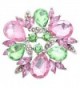 Rosemarie Collections Women's Sparkling Rhinestone Wreath Statement Brooch Pin - Pink and Green - CW12OCZV93Y