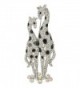EVER FAITH Austrian Crystal Black Enamel Lovely Mother Giraffe and Child Brooch Clear Gold-Tone - C011WSCQHPR