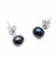 Flourishbeads Cultured Fresh Water Pearl Stud Earrings Fashion Woman Jewelrys - Black - CV1836UDUL4