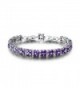 GULICX White Gold Plated Brass Purple Cubic Zirconia Crystal Women Tennis Bracelet for Women - C012EQ6WUP3