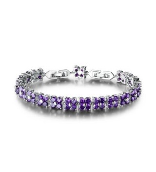 GULICX White Gold Plated Brass Purple Cubic Zirconia Crystal Women Tennis Bracelet for Women - C012EQ6WUP3