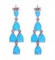 CiNily Blue Fire Opal Women Jewelry Gemstone Rhodium Plated Earrings 1 3/8" - C512MTOQZ0Z