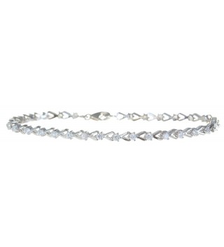 Classical 925 Sterling Silver Women Tennis Bracelet with Cubic Zirconia/CZ - 7.3 inch3mm- 7 Grams - CR118Q8GF8V