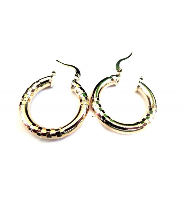 Gold Hoop Earrings 1 inch Hoop Earrings Gold Plated Earrings Round Textured - CW182OX06SI